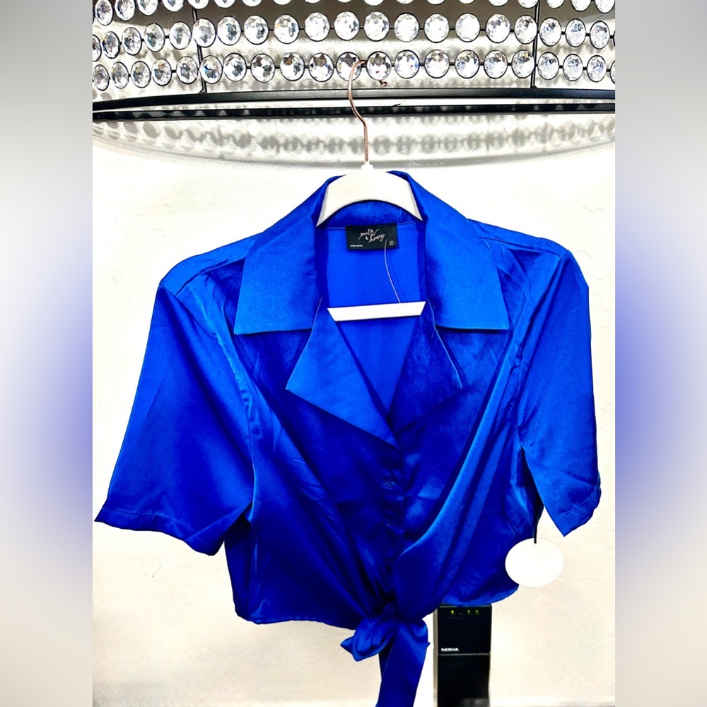 Bright blue blouse